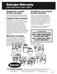 Salvajor's Warranty Information Salvajor's Warranty Information