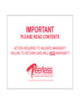 Warranty Packet Peerless Ovens Warranty Packet Peerless Ovens