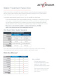 Water Treatment Selection Sell Sheet Water Treatment Selection Sell Sheet