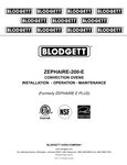 Blodgett ZEPH-200-E Manual Blodgett ZEPH-200-E Manual