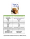 Hope's Cookies Gluten-Free Chocolate Chip Cookie Dough Specsheet