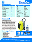 STORM PRO DEHUMIDIFIER spec sheet