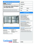 Continental Refrigerator SW48NGD-U Spec Sheet