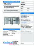 Continental Refrigerator SW60NGD-U Spec Sheet