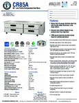 Hoshizaki CR85A Spec Sheet Hoshizaki CR85A Spec Sheet