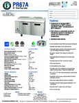 Hoshizaki PR67A Spec Sheet Hoshizaki PR67A Spec Sheet