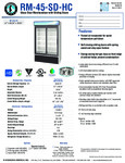 Hoshizaki RM-45-SD-HC Spec Sheet Hoshizaki RM-45-SD-HC Spec Sheet