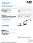 FAUCET WALL MT 8"C 9-1/2" L-SPOUT LVR 2.2 GPM specsheet