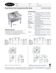 Krowne Royal Series One Compartment Bar Sinks Spec Sheet