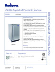 Manitowoc CrystalCraft Premier USE0050 Undercounter Spec Sheet Manitowoc CrystalCraft Premier USE0050 Undercounter Spec Sheet