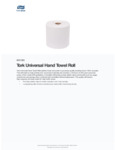 Tork Universal White 1-Ply Notched Paper Towel Roll, 800 Feet / Roll