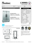 Traulsen C Series Reach-In Freezer Specsheet Traulsen C Series Reach-In Freezer Specsheet