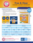 Arm & Hammer Powder Laundry Detergent Free & Clear Pail Specs