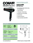 BBK6689 BaByliss Pro black hair dryer spec sheet BBK6689 BaByliss Pro black hair dryer spec sheet