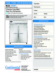 Continental Refrigerator 2RE-N-PT Specsheet Continental Refrigerator 2RE-N-PT Specsheet