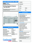 Continental Refrigerator PA68N Specsheet