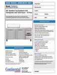 Continental Refrigerator RA68N10 Spec Sheet