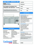 Continental Refrigerator RA68N12 Spec Sheet