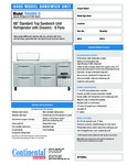 Continental Refrigerator RA68N8-D Spec Sheet