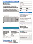 Continental Refrigerator RA93N-8 Spec Sheet