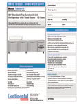 Continental Refrigerator RA93N10 Spec Sheet