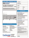 Continental Refrigerator RA93N12M Spec Sheet