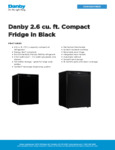 Danby DAR026A1BDD Spec Sheet Danby DAR026A1BDD Spec Sheet