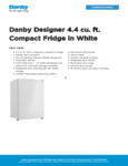 Danby DAR044A4WDD Spec Sheet Danby DAR044A4WDD Spec Sheet