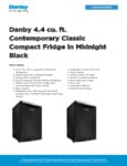 Danby DAR044A6MDB Spec Sheet