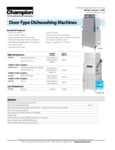 Champion Door-Type Dishwasher Specs Champion Door-Type Dishwasher Specs