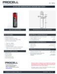 Duracell Procell Intense Power PX1500 AA 1.5V Batteries Specsheet