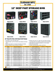 Durham 12” DEEP PART STORAGE BINS Spec Sheet Durham 12” DEEP PART STORAGE BINS Spec Sheet
