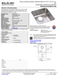Elkay ELUHAD141445 Spec Sheet