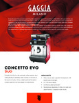 Gaggia Concetto Evo Duo Spec Sheet