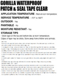 Gorilla Clear Patch & Seal Tape Specsheet