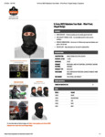 HINGED BALACLAVA FACE MASK - SPEC SHEET