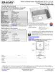 Elkay LRAD191960 Spec Sheet Elkay LRAD191960 Spec Sheet
