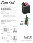 Mayne Cape Cod 16x16 Square Planter Spec Sheet
