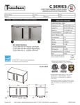 Traulsen C Series Undercounter Refrigerator Specsheet Traulsen C Series Undercounter Refrigerator Specsheet
