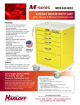 M-SERIES SHORT ISOLATION CART, MEDIUM WIDTH, FIVE DRAWERS, E-LOCK spec sheet