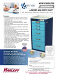 A-SERIES NARROW ALUMINUM ANESTHESIA CART WITH PROX READER, TALL HEIGHT, SIX DRAWERS, ELECTRONIC KEYP spec sheet