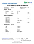 Raw cane sugar spec sheet