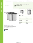 Regency Tables & Sinks 600DI1101420 Specsheet Regency Tables & Sinks 600DI1101420 Specsheet