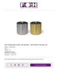 FOH RIB033 SS Ice Bucket Black Lid Specsheet FOH RIB033 SS Ice Bucket Black Lid Specsheet