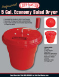 Chef Master 5 Gallon Red Salad Dryer Spec Sheet