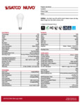 Satco Nuvo S28652 Spec Sheet