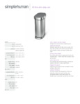 simplehuman CW2087 45 Liter Trash Can Spec Sheet