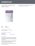 Simplehuman FOAMING HAND SOAP TABLET - LAVENDER Specs Simplehuman FOAMING HAND SOAP TABLET - LAVENDER Specs