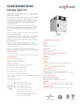 Spec Sheet for Alto-Shaam 300-TH Spec Sheet for Alto-Shaam 300-TH