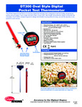 Spec Sheet for Cooper-Atkins DT300-0-8 Oval Digital Pocket Thermometer